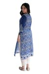 NUHH_Blue 50% Viscose Printed Moroccan Round Neck Kurta Set_Online