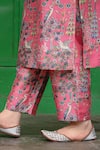 NUHH_Pink 100% Viscose Muslin Printed Flamingo Collar Kurta And Pant Set_at_Aza_Fashions