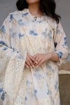 Shop_NUHH_Blue 100% Cotton Printed Flower Round Neck Kurta Set_Online_at_Aza_Fashions