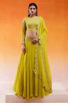 Buy_Redpine Designs_Yellow Blouse And Lehenga Viscose Georgette Hand Embroidery Daisy Set _at_Aza_Fashions