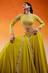 Shop_Redpine Designs_Yellow Blouse And Lehenga Viscose Georgette Hand Embroidery Daisy Set _at_Aza_Fashions