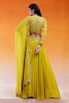 Redpine Designs_Yellow Blouse And Lehenga Viscose Georgette Hand Embroidery Daisy Set _Online_at_Aza_Fashions