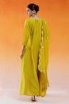 Redpine Designs_Yellow Anarkali And Pant Chanderi Hand Embroidery Cutdana V-neck Daisy Set _Online_at_Aza_Fashions