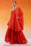 Buy_Redpine Designs_Red Viscose Natural Crepe Hand Embroidery Cutdana Scarlet Tunic And Palazzo Set _at_Aza_Fashions