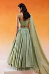 Redpine Designs_Green Blouse And Lehenga Crushed Crepe Organza Hand Embroidery Cutdana With Set _Online_at_Aza_Fashions