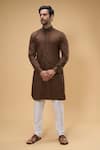 Buy_Arihant Rai Sinha_Brown Kurta Soft Cotton Solid And Churidar Set _at_Aza_Fashions