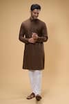 Buy_Arihant Rai Sinha_Brown Kurta Soft Cotton Solid And Churidar Set _Online_at_Aza_Fashions