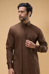 Arihant Rai Sinha_Brown Kurta Soft Cotton Solid And Churidar Set _at_Aza_Fashions