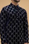 Buy_Arihant Rai Sinha_Blue Velvet, Chanderi Sequins, Embroidery Kurta And Churidar Set _Online_at_Aza_Fashions