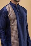 Arihant Rai Sinha_Blue Silk, Silk, Zari Placement Work Kurta And Churidar Set _Online_at_Aza_Fashions