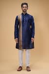 Buy_Arihant Rai Sinha_Blue Silk, Silk, Zari Placement Work Kurta And Churidar Set _Online_at_Aza_Fashions