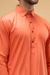 Arihant Rai Sinha_Orange Kurta Soft Cotton Solid Collared And Churidar Set_Online_at_Aza_Fashions