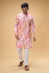 Arihant Rai Sinha_White Kurta Soft Cotton Printed Abstract And Churidar Set _at_Aza_Fashions