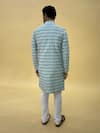 Shop_Arihant Rai Sinha_Blue Jacquard, Chanderi Embroidery Floral Kurta And Churidar Set 