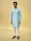 Arihant Rai Sinha_Blue Jacquard, Chanderi Embroidery Floral Kurta And Churidar Set _Online
