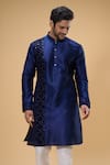 Arihant Rai Sinha Blue Silk, Chanderi Zari Thread Embroidered Kurta And Churidar Set at Aza Fashions Arihant Rai Sinha_Blue Silk, Chanderi Zari Thread Embroidered Kurta And Churidar Set _at_Aza_Fashions