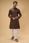 Buy_Arihant Rai Sinha_Brown Soft Cotton Solid Kurta_at_Aza_Fashions