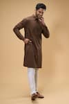 Shop_Arihant Rai Sinha_Brown Soft Cotton Solid Kurta_Online_at_Aza_Fashions