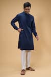 Buy_Arihant Rai Sinha_Blue Cotton Plain Kurta _Online_at_Aza_Fashions
