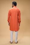 Shop_Arihant Rai Sinha_Orange Soft Cotton Solid Collared Kurta_at_Aza_Fashions