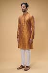 Buy_Arihant Rai Sinha_Orange Jacquard Woven Floral Pattern Kurta _Online_at_Aza_Fashions