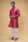 Buy_Arihant Rai Sinha_Pink Jacquard Woven Floral Kurta _Online_at_Aza_Fashions