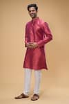 Shop_Arihant Rai Sinha_Pink Jacquard Woven Floral Kurta _Online_at_Aza_Fashions