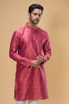 Arihant Rai Sinha_Pink Jacquard Woven Floral Kurta _at_Aza_Fashions