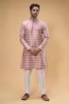 Buy_Arihant Rai Sinha_Pink Jacquard Embroidered Floral Work Kurta _at_Aza_Fashions