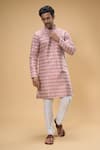 Shop_Arihant Rai Sinha_Pink Jacquard Embroidered Floral Work Kurta _Online_at_Aza_Fashions