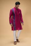 Buy_Arihant Rai Sinha_Pink Silk Placement Embroidered Zari Thread Work Kurta _at_Aza_Fashions