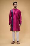 Arihant Rai Sinha_Pink Silk Placement Embroidered Zari Thread Work Kurta _Online_at_Aza_Fashions