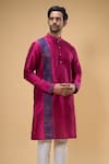 Shop_Arihant Rai Sinha_Pink Silk Placement Embroidered Zari Thread Work Kurta _Online_at_Aza_Fashions