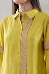 Buy_Samyukta Singhania_Yellow Viscose Embroidered Lace Collared Rose Shirt And Pant Set _Online_at_Aza_Fashions