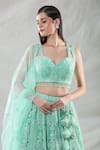 Buy_Samyukta Singhania_Green Net Embroidery Sequin Sweetheart Neck Stripe Lehenga Set _Online_at_Aza_Fashions