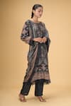 Shop_Samyukta Singhania_Black Pure Muslin Digital Printed Pakistani Round Kurta Salwar Set _Online_at_Aza_Fashions