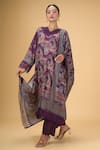 Buy_Samyukta Singhania_Purple Pure Muslin Digital Printed Pakistani Cutwork Pattern Kurta Salwar Set _at_Aza_Fashions