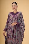 Samyukta Singhania_Purple Pure Muslin Digital Printed Pakistani Cutwork Pattern Kurta Salwar Set _at_Aza_Fashions