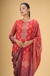 Buy_Samyukta Singhania_Wine Pure Muslin Digital Printed Floral Round And Bandhani Kurta Salwar Set 