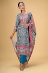 Buy_Samyukta Singhania_Blue Pure Muslin Digital Printed Floral Round Pattern Kurta Pant Set _at_Aza_Fashions