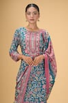 Samyukta Singhania_Blue Pure Muslin Digital Printed Floral Round Pattern Kurta Pant Set _at_Aza_Fashions