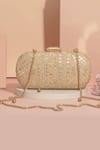Shop_Amyra_Gold Sequins Mirai Embroidered Clutch With Detachable Sling _at_Aza_Fashions