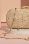 Amyra_Gold Sequins Mirai Embroidered Clutch With Detachable Sling _Online_at_Aza_Fashions