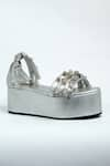 ANIKET GUPTA_Silver Pearls Multi Strap Platform Heels _Online_at_Aza_Fashions