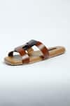 ANIKET GUPTA_Brown Solid Grid Color Block Strappy Sandals _Online_at_Aza_Fashions