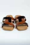 Buy_ANIKET GUPTA_Brown Solid Grid Color Block Strappy Sandals _Online_at_Aza_Fashions