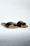 Buy_ANIKET GUPTA_Brown Solid Monika Shinny Strap Flats _at_Aza_Fashions