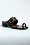 ANIKET GUPTA_Brown Textured Hampi Leather Buckled Sandals _Online_at_Aza_Fashions