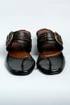 Shop_ANIKET GUPTA_Brown Textured Hampi Leather Buckled Sandals _at_Aza_Fashions