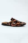 ANIKET GUPTA_Brown Textured Zubeida Leather Slip-on Mules _Online_at_Aza_Fashions